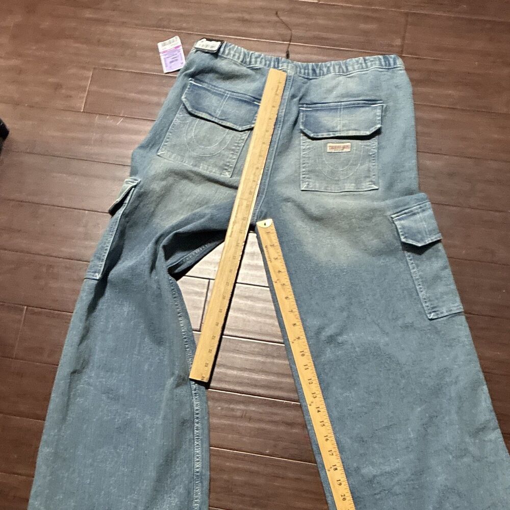 NEW True Religion Cargo Jeans Jessie Super Baggy Big T Drawstring Wide Leg 29 - Picture 13 of 16